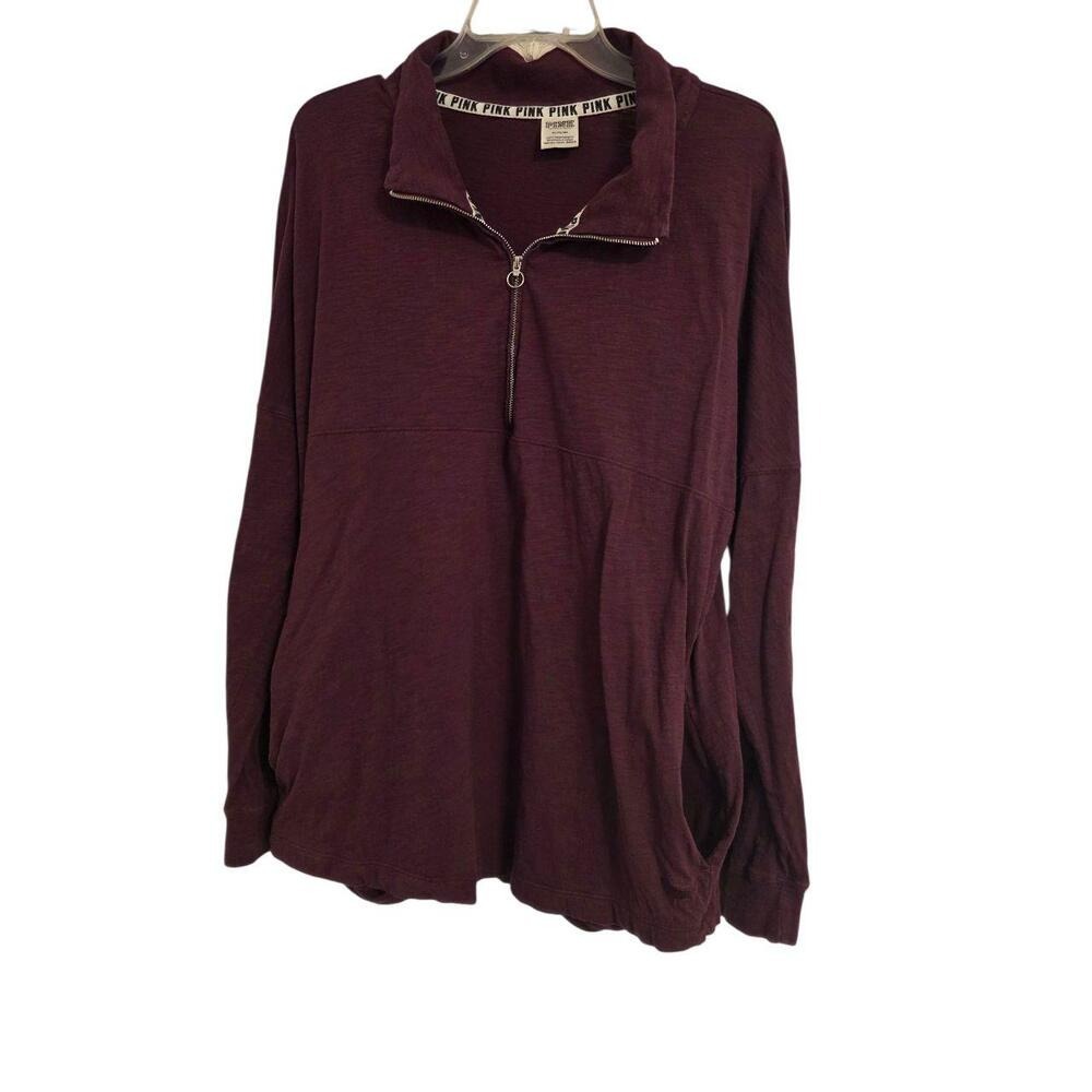 PINK Dark Red Maroon Cowl Neck Long Sleeve Pullover Casual Top Med‎